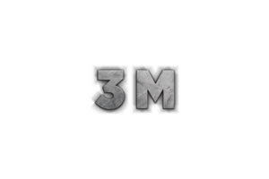 3 million subscribers celebration greeting Number with concrete design png