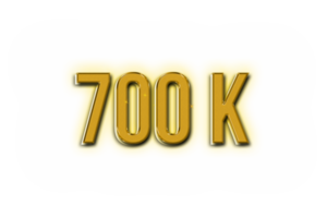 700 k subscribers celebration greeting Number with golden design png