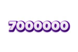 7000000 subscribers celebration greeting Number with purple 3d design png