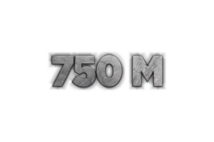 750 millón suscriptores celebracion saludo número con hormigón diseño png