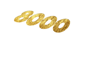 8000 subscribers celebration greeting Number with golden paper design png