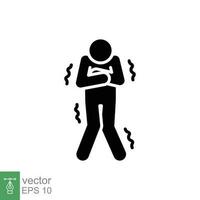 Shiver icon. Simple solid style. Unwell, ague, freeze, grippe, fever chills, ill concept. Black silhouette, glyph symbol. Vector symbol illustration isolated on white background. EPS 10.