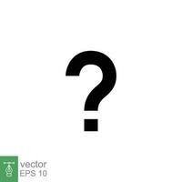 Question mark icon. Simple solid style. Confused, curious, doubt, trouble, query concept. Black silhouette, glyph symbol. Vector symbol illustration isolated on white background. EPS 10.