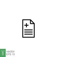 Sick leave icon. Simple outline style. Work, employee, note, hospital report information concept. Thin line symbol. Vector symbol illustration isolated on white background. EPS 10.