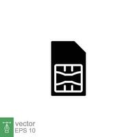 Sim card icon. Simple solid style. Card, mobile, cellphone, chip, cellular, technology concept. Black silhouette, glyph symbol. Vector symbol illustration isolated on white background. EPS 10.