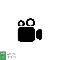 Video recorder icon. Simple solid style. Camera, shoot, capture, camcorder, videography concept. Black silhouette, glyph symbol. Vector symbol illustration isolated on white background. EPS 10.