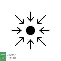 específico icono. sencillo sólido estilo. concentrarse, enfocar, círculo, flecha, tecnología, información concepto. negro silueta, glifo símbolo. vector símbolo ilustración aislado en blanco antecedentes. eps 10