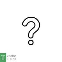 Question mark icon. Simple outline style. Confused, curious, doubt, trouble, query concept. Thin line symbol. Vector symbol illustration isolated on white background. EPS 10.