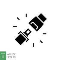 Seat belt icon. Simple solid style. Seatbelt, car, plane, fasten, buckle, drive, safety concept. Black silhouette, glyph symbol. Vector symbol illustration isolated on white background. EPS 10.