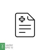 Sick leave icon. Simple outline style. Work, employee, note, hospital report information concept. Thin line symbol. Vector symbol illustration isolated on white background. EPS 10.