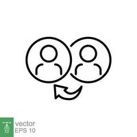 Referrals icon. Simple outline style. Reference, communication, people, guideline, business concept. Thin line symbol. Vector symbol illustration isolated on white background. EPS 10.