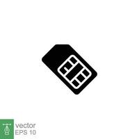 sim tarjeta icono. sencillo sólido estilo. tarjeta, móvil, Teléfono móvil, chip, celular, tecnología concepto. negro silueta, glifo símbolo. vector símbolo ilustración aislado en blanco antecedentes. eps 10