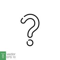 Question mark icon. Simple outline style. Confused, curious, doubt, trouble, query concept. Thin line symbol. Vector symbol illustration isolated on white background. EPS 10.