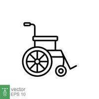 Handicap wheelchair icon. Simple outline style. Chair, wheel, disabled, injury, medical concept. Thin line symbol. Vector symbol illustration isolated on white background. EPS 10.