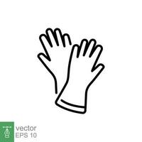 látex mano guantes icono. sencillo contorno estilo. médico, limpieza, goma, cirujano, la seguridad concepto. Delgado línea símbolo. vector símbolo ilustración aislado en blanco antecedentes. eps 10