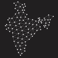 Vector low polygonal India map.