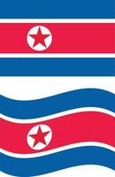 ondulación bandera de norte Corea. norte Corea bandera en blanco antecedentes. plano estilo. vector