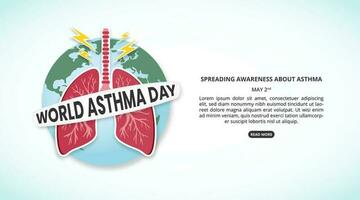 World asthma day background with an asthma attack and earth vector