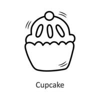 Cupcake vector outline Icon Design illustration. New Year Symbol on White background EPS 10 File