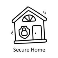 Secure Home vector outline Icon Design illustration. Security Symbol on White background EPS 10 File