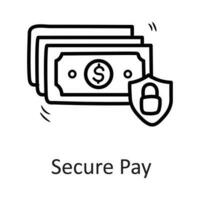 Secure Pay vector outline Icon Design illustration. Security Symbol on White background EPS 10 File