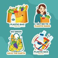 International Plastic Bag Free Day Label Flat Cartoon Hand Drawn Templates Background Illustration vector