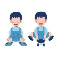 Set Of Little Boy Sitting On Skateboard vector