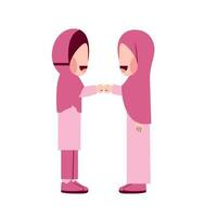 Hijab Girls Doing Fist Bump Illustration vector