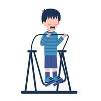 pequeño chico personaje hacer ejercicio ilustración vector