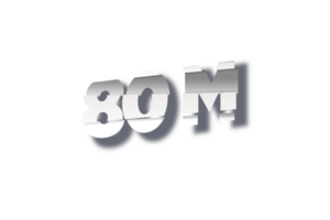 80 million subscribers celebration greeting Number with cutting design png