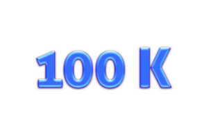 100 k subscribers celebration greeting Number with blue glosse design png