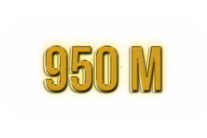 950 million subscribers celebration greeting Number with golden design png