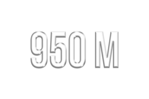 950 million subscribers celebration greeting Number with silver design png