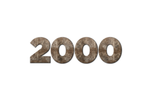 2000 subscribers celebration greeting Number with old walnut wood design png