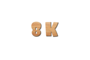 8 k subscribers celebration greeting Number with wood design png