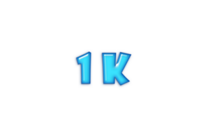 1 k subscribers celebration greeting Number with blue glossi design png