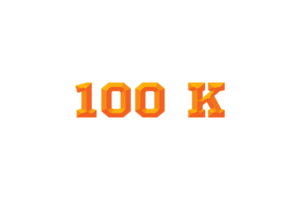 100 k subscribers celebration greeting Number with embossed design png