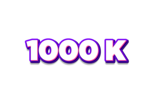 1000 k subscribers celebration greeting Number with purple and pink design png