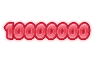 10000000 subscribers celebration greeting Number with red embossed design png