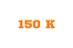 150 k subscribers celebration greeting Number with embossed design png