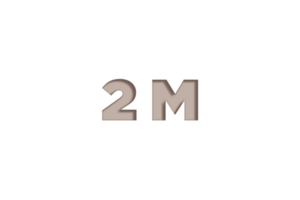 2 million subscribers celebration greeting Number with engrave design png