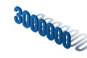3000000 subscribers celebration greeting Number with isomatric design png