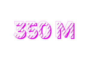 350 million subscribers celebration greeting Number with stripe design png