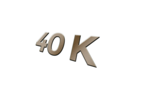 40 k subscribers celebration greeting Number with metal design png