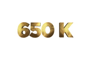 650 k suscriptores celebracion saludo número con oro diseño png