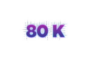 80 k subscribers celebration greeting Number with purple glowing design png