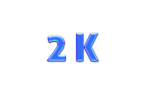 2 k subscribers celebration greeting Number with blue glosse design png