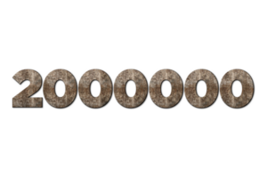 2000000 subscribers celebration greeting Number with old walnut wood design png
