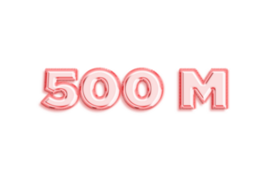 500 million subscribers celebration greeting Number with rose gold design png