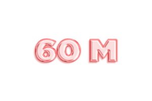 60 million subscribers celebration greeting Number with rose gold design png